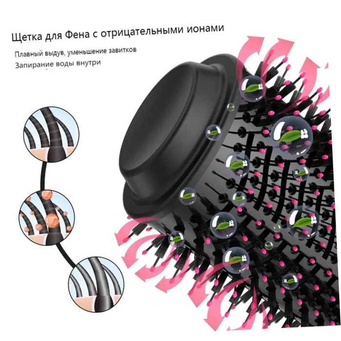Фен Щітка гребінець 3в1 One step Hair Dryer 1000 Вт 3 режими випрямляч для укладання волосся стайлер з функцією іонізації
