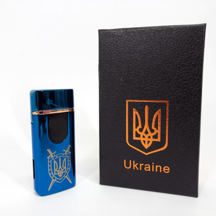 Електрична та газова запальничка Україна з USB-зарядкою HL-432, сенсорна запальничка. Колір: синій