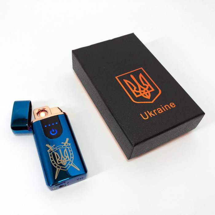 Електрична та газова запальничка Україна з USB-зарядкою HL-432, сенсорна запальничка. Колір: синій