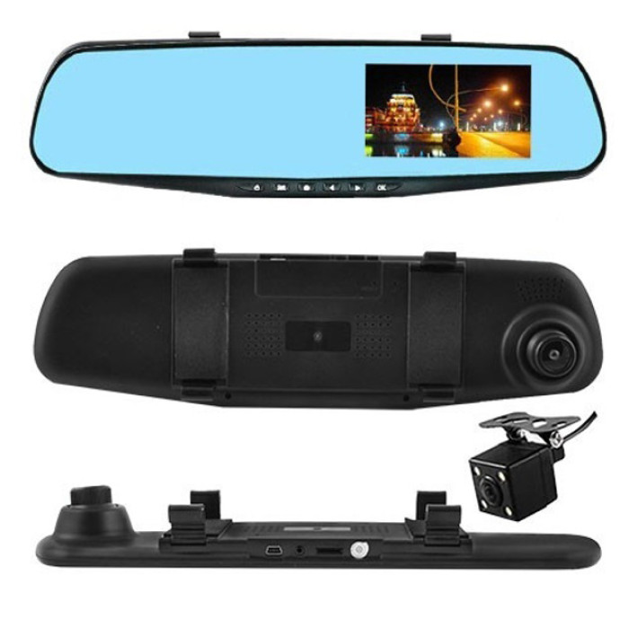Автомобільний відеореєстратор-дзеркало L-9004 LCD 3.5'' 2 камери 1080P Full HD