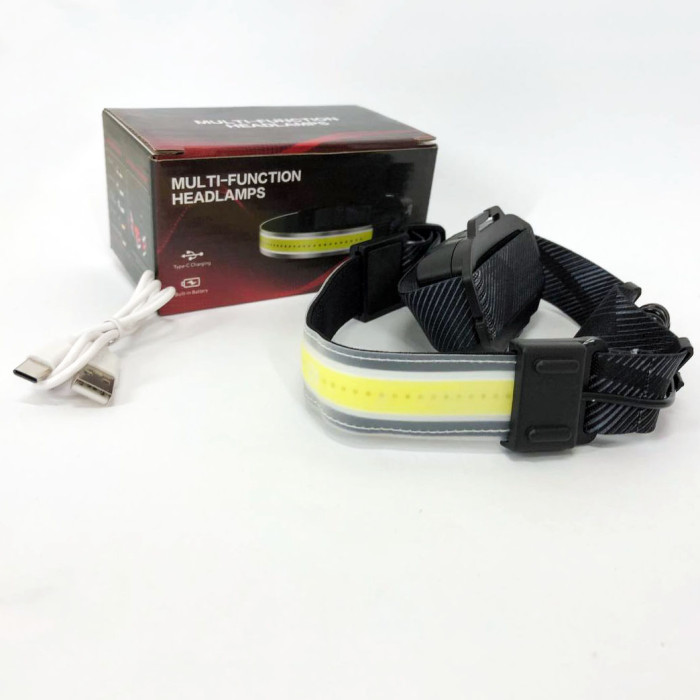 Ліхтарик налобний м'який акумуляторний XQ-T1C USB з червоними задніми вогнями, ліхтар на голову для риболовлі