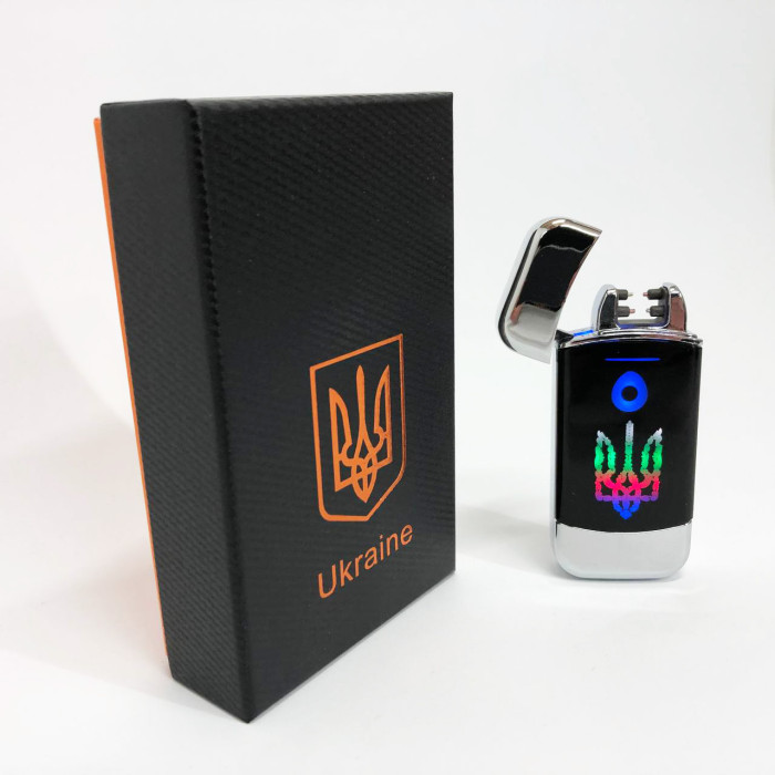 Дугова електроімпульсна запальничка із USB-зарядкою Україна LIGHTER HL-439. Колір: срібло