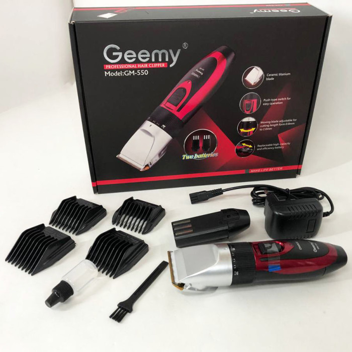 Професійна машинка для стрижки волосся GEMEI GM-550 з двома акумуляторами, Бритва триммер для бороди