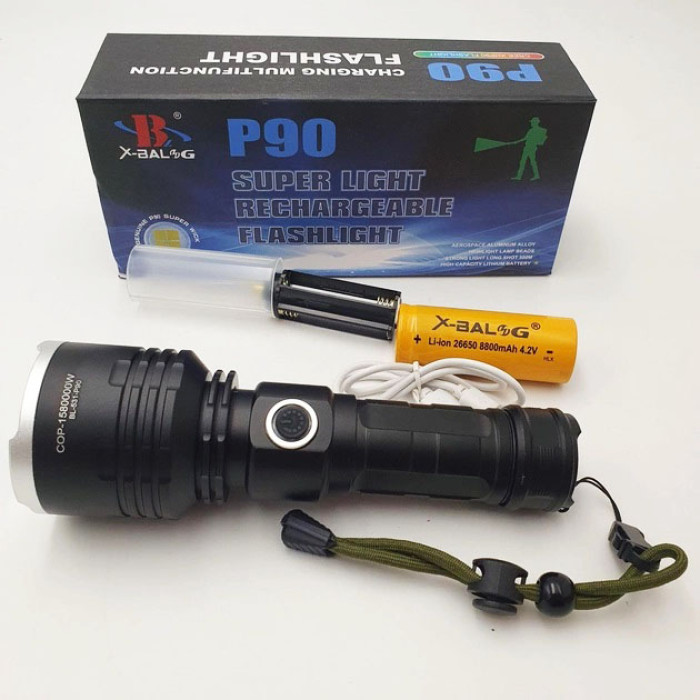 Ліхтар поліцейський X-Balog BL-531-P90 1х26650 8800mah USB/microUSB/ 3хААА R3 функція Power Bank