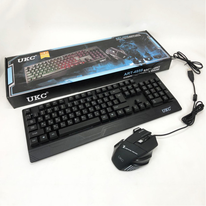 Клавіатура+мишка UKC з LED підсвічуванням від USB M-710, клавіатура ігрова з підсвічуванням та мишкою