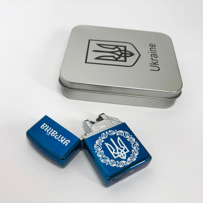 Дугова електроімпульсна запальничка USB металева коробка HL-447. Колір: синій