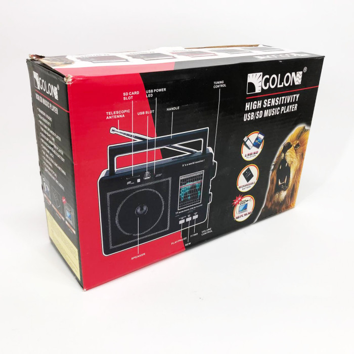 Портативний радіоприймач GOLON RX-99/3920 акумуляторний FM/AM/SW з відтворенням USB/MicroSD