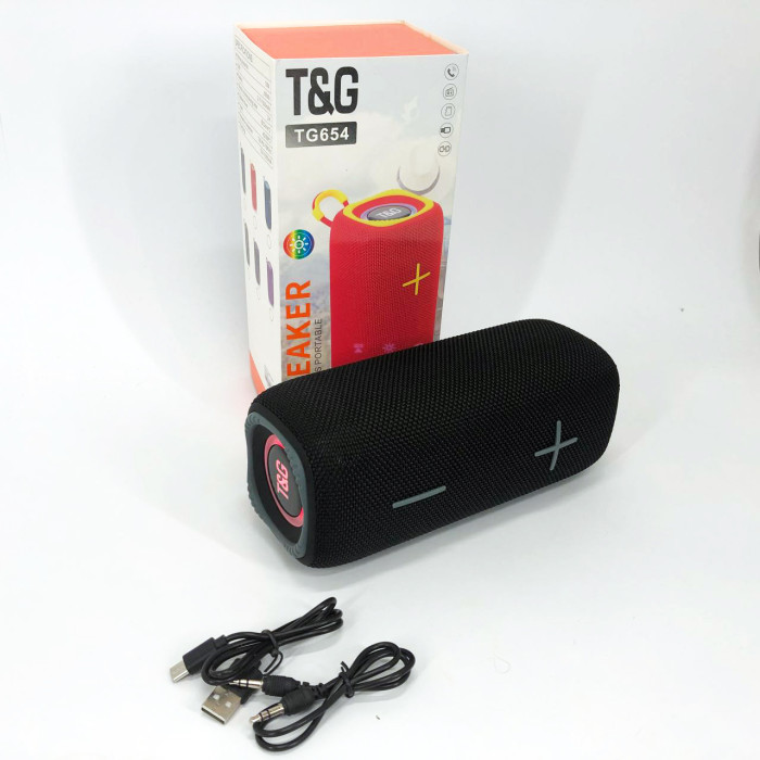 Портативна Bluetooth колонка TG654 8W з підсвічуванням, акумуляторна колонка для музики. Колір: чорний