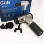 Акумуляторний масажер Fascial Gun KH-320 портативний ручний ударний м'язовий пістолет 4 насадки сірий