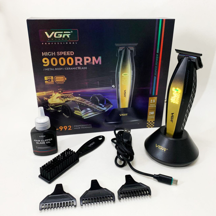 Машинка для стрижки волосся з потужним мотором XPRO VGR V-992 GOLD з насадками 1-2-3 мм