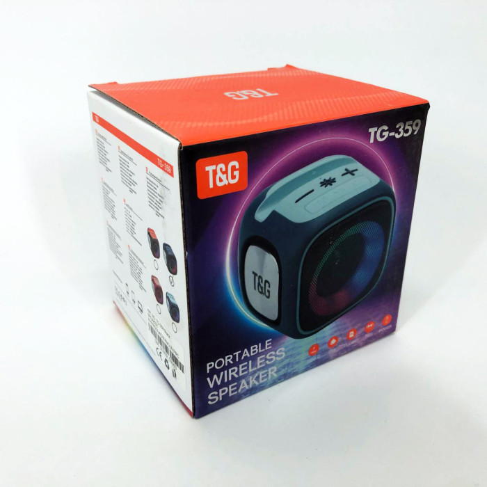 Портативна Bluetooth колонка TG359 7W з RGB підсвічуванням, гучна колонка для вечірки. Колір: чорний