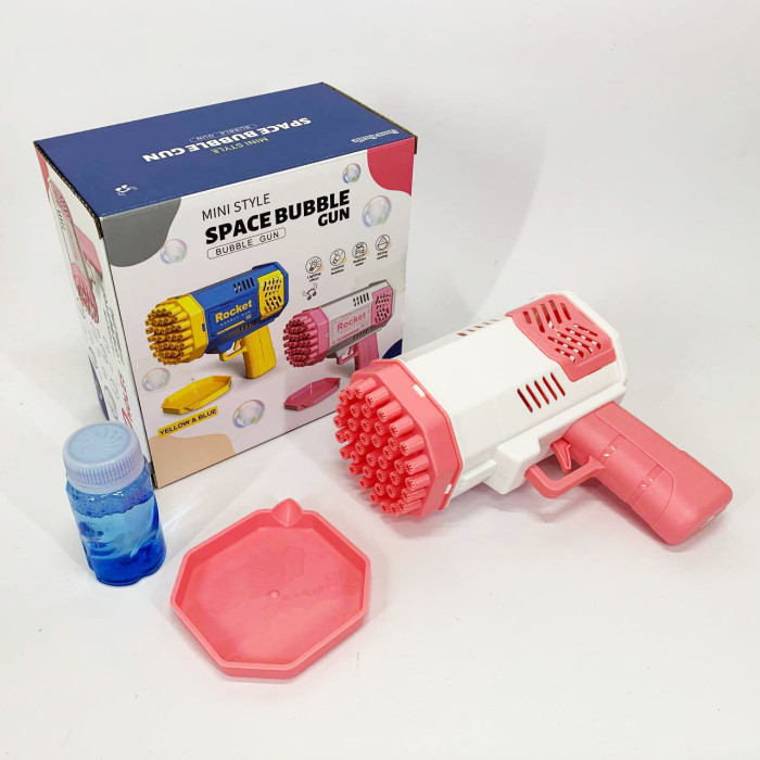 Дитячий пістолет мильні бульки Rocket Bubble Gun 15,8 см автоматичний. Колір: рожевий