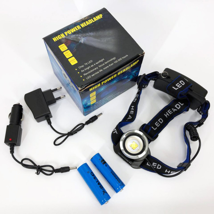 Налобний ліхтар Bailong BL-T24-P50 акумуляторний LED/Zoom 3 режими роботи, ліхтар на голову для риболовлі