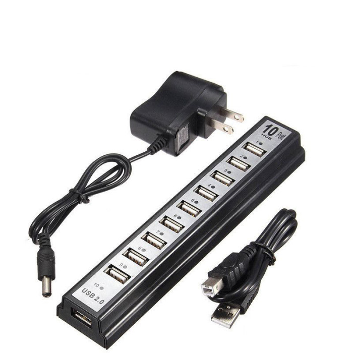 Розгалужувач USB HUB на 10 портів з активною зарядкою 220V, Розгалужувач юсб, Хаб для ноутбука