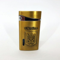 Турбо запальничка, кишенькова запальничка "Ukraine" 325, незвичайна запальничка, вітрозахисна. Колір: золотий