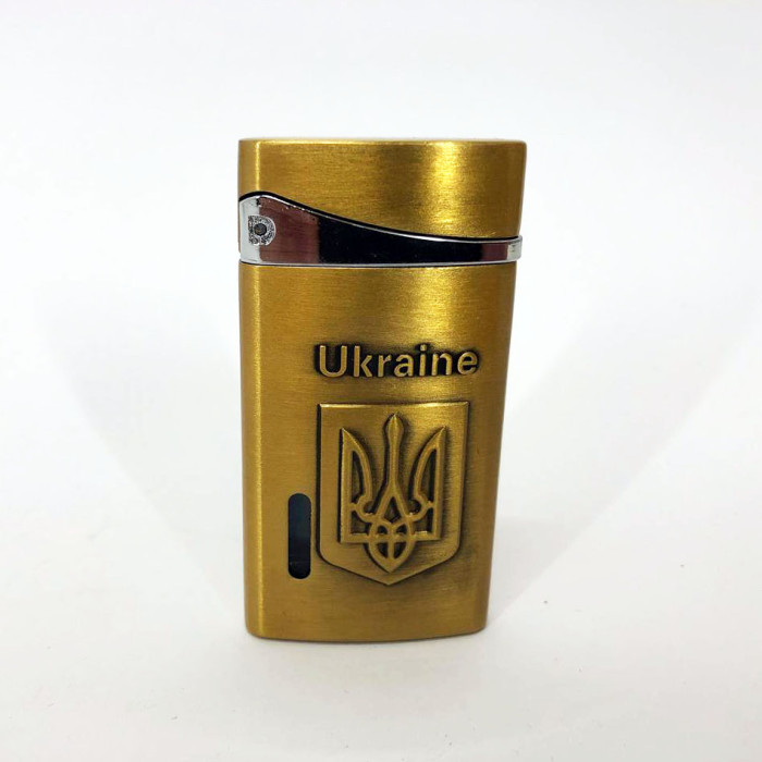 Турбо запальничка, кишенькова запальничка "Ukraine" 325, незвичайна запальничка, вітрозахисна. Колір: золотий
