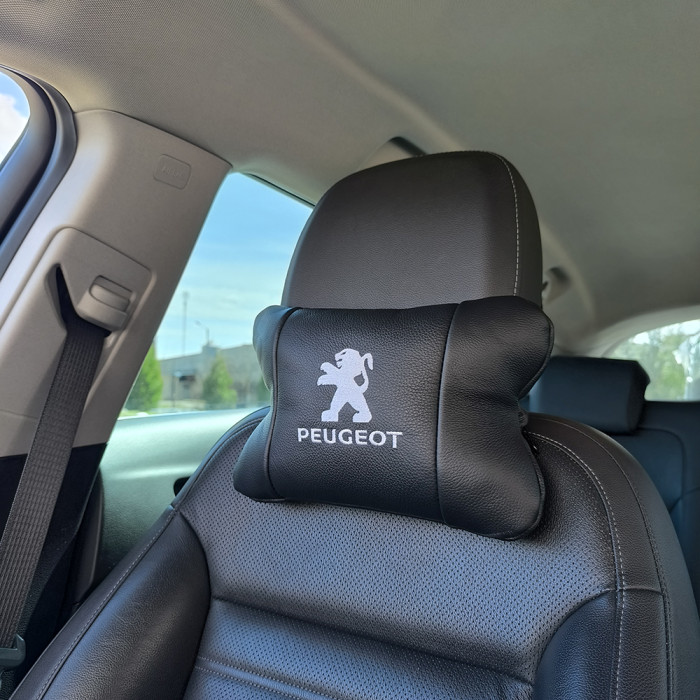 Набір подушок Peugeot із шкіри + брелок у подарунок, Автоподушки з вишивкою