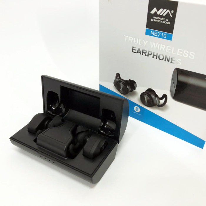 Навушники Bluetooth NIA NB710 з кейсом чорні бездротові, Навушники для тренувань сенсорні бездротові