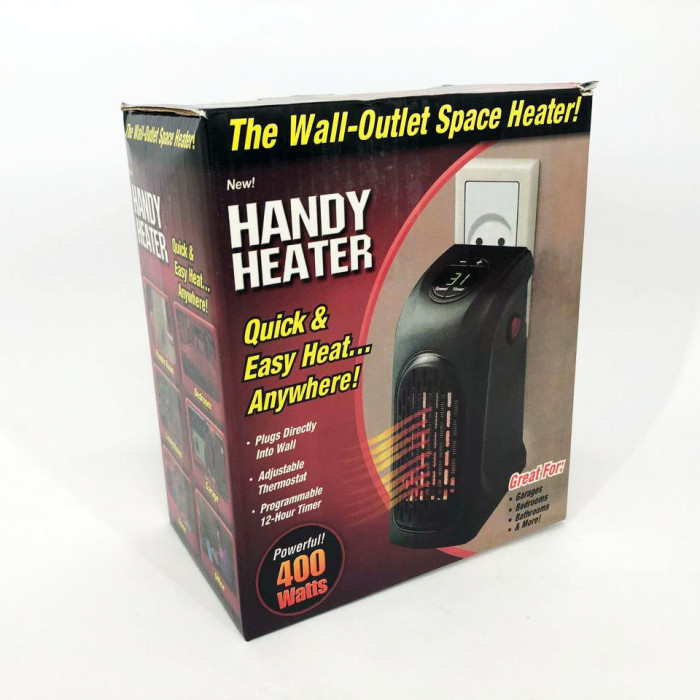 Портативний обігрівач Rovus Handy Heater Black 400 Вт, обігрівач дуйчик, побутовий тепловентилятор