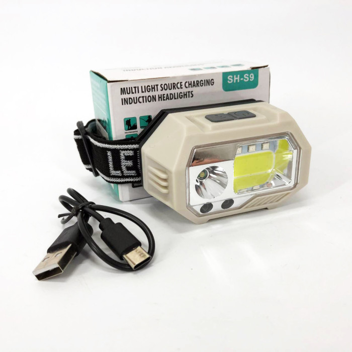 Ліхтар налобний SH-S9-XPE+COB+3SMD(red), ліхтарик налобний з usb зарядкою, ліхтар на голову для бігу