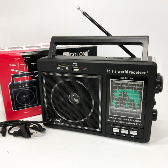 Портативний радіоприймач GOLON RX-99/3920 акумуляторний FM/AM/SW з відтворенням USB/MicroSD