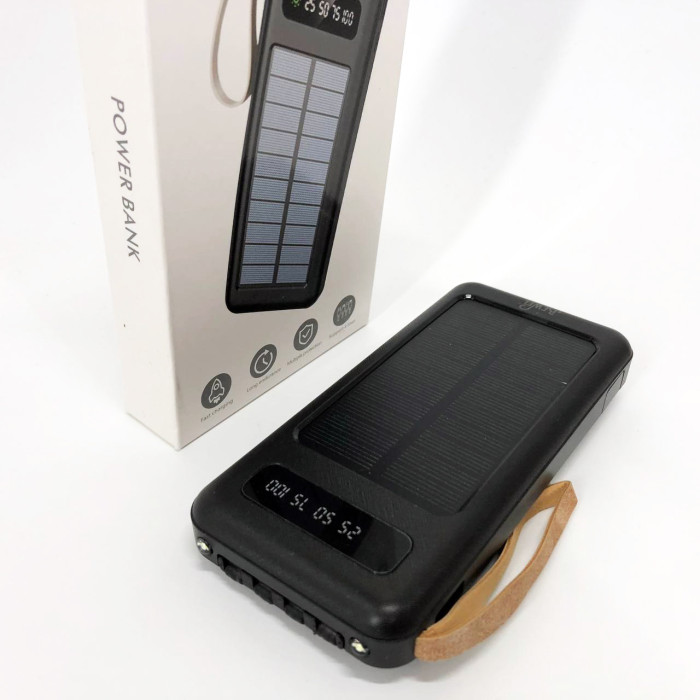 Power Bank Solar Smart 1015 зарядний пристрій на сонячній батареї 20000mAh з індикатором заряду Чорний
