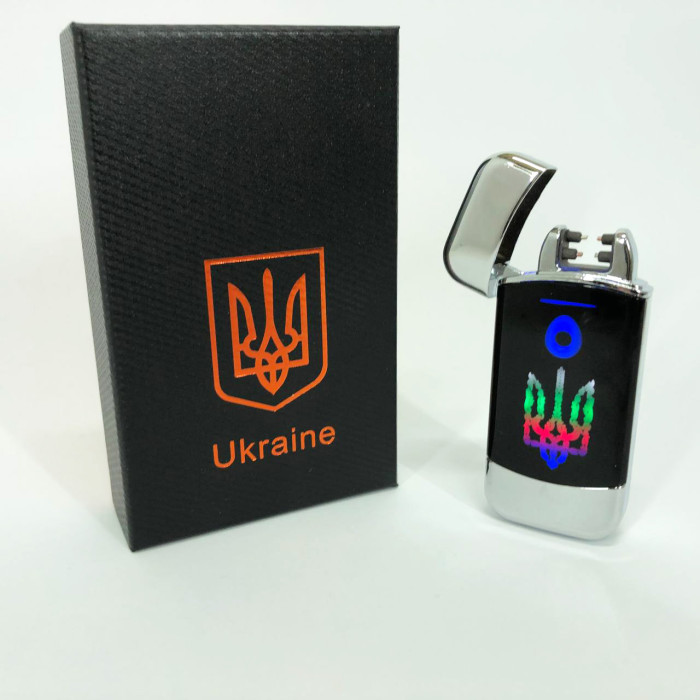 Дугова електроімпульсна запальничка із USB-зарядкою Україна LIGHTER HL-439. Колір: срібло