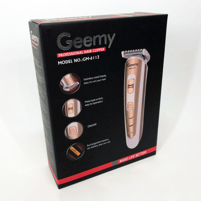 Машинка для стрижки волосся Gemei GM-6113 акумуляторна, чоловіча машинка для гоління. Колір: золотий