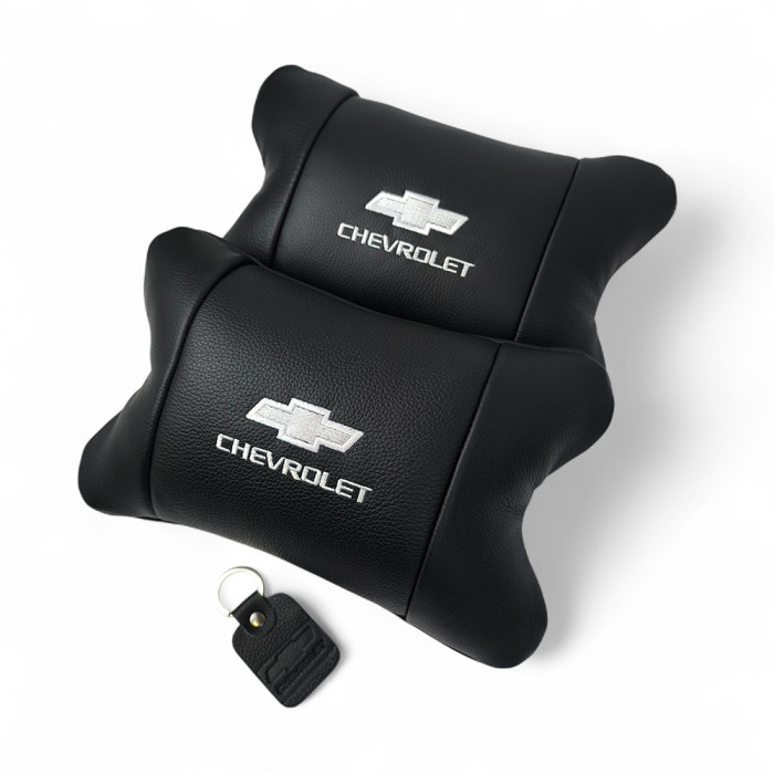 Автомобільні подушки Chevrolet з натуральної італійської шкіри + шкіряний брелок у подарунок
