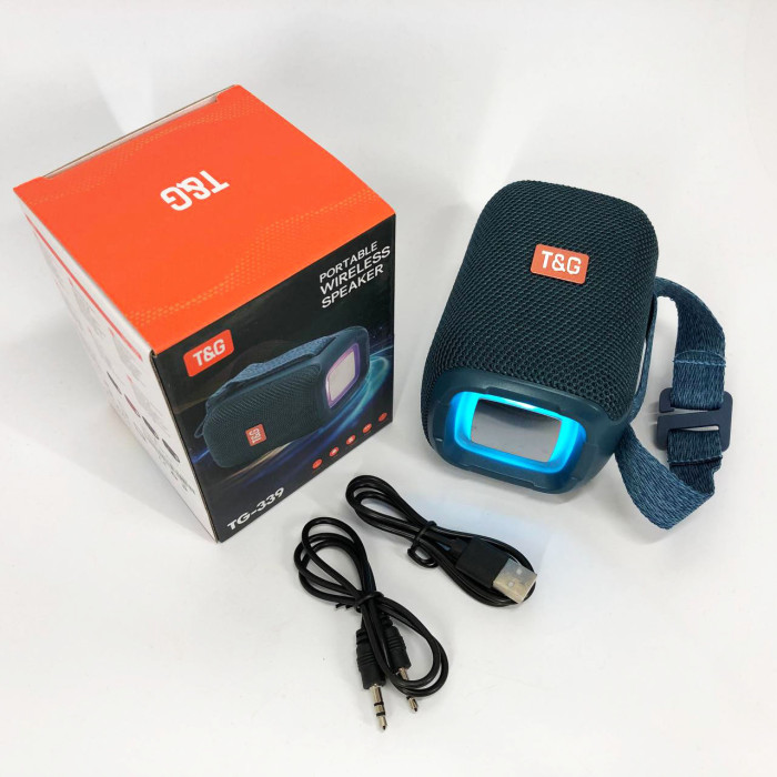Портативна Bluetooth колонка TG339 5W з RGB підсвічуванням, Bluetooth колонка для вулиці. Колір: синій