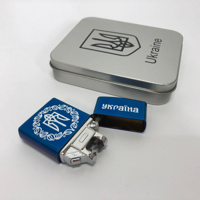 Дугова електроімпульсна запальничка USB металева коробка HL-447. Колір: синій
