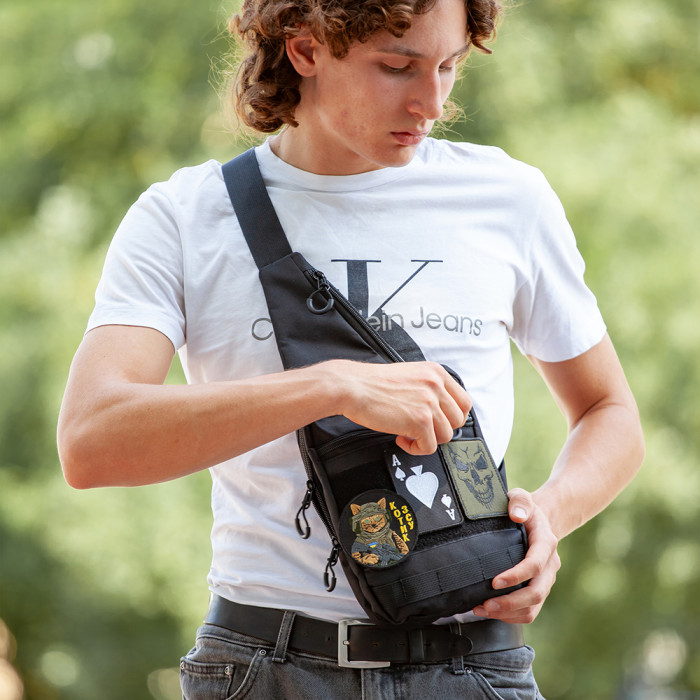 Тактична сумка на плече з кобурою, система MOLLE, патч-панель, Cordura