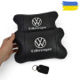 Набір подушок 2шт в авто Volkswagen з натуральної шкіри, на підголовник у машину, Автомобільна подушка