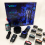 Професійна машинка для стрижки волосся VGR V-001 BLUE з дисплеєм 9000 об/хв та 10 насадками 1,5-24 мм
