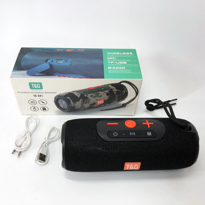 Портативна Bluetooth колонка TG341 зі шнурком, акумуляторна переносна колонка. Колір: чорний