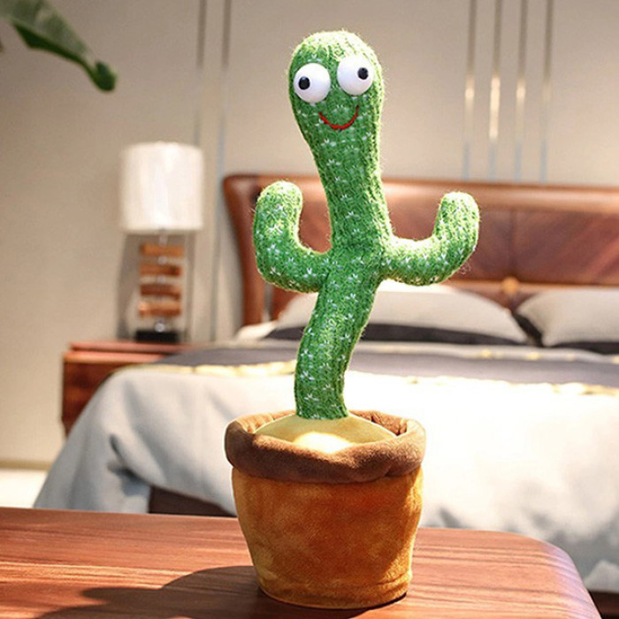 Танцюючий кактус співаючий 120 пісень з підсвічуванням Dancing Cactus TikTok іграшка Повторюшка кактус