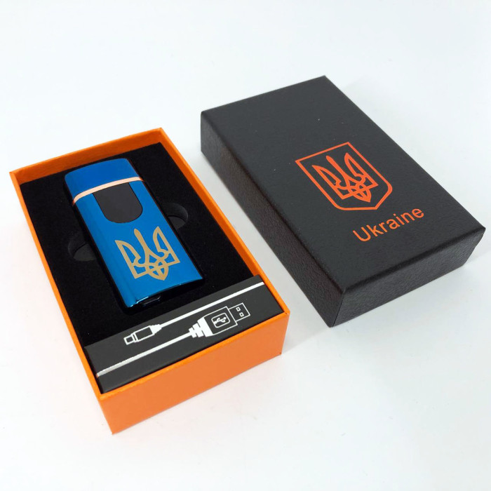 Електрична та газова запальничка Україна із USB-зарядкою HL-431, запальничка спіральна. Колір: синій