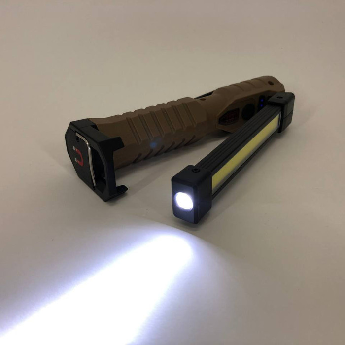 Світлодіодний ліхтар Power Bank кемпінг WL-08 XPE+COB, червоний+білий+жовтий, магніт, гачок