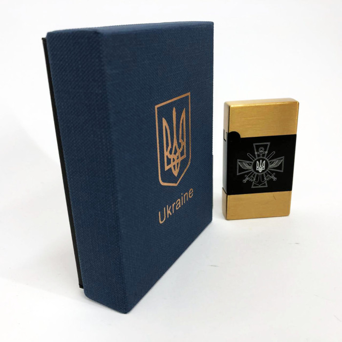 Запальничка газова Україна (Подарунка, турбо полум'я) HL-393-1. Колір: золото