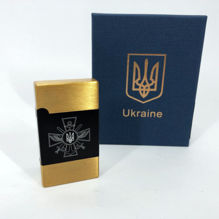 Запальничка газова Україна (Подарунка, турбо полум'я) HL-393-1. Колір: золото