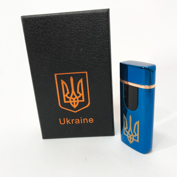 Електрична та газова запальничка Україна із USB-зарядкою HL-431, запальничка спіральна. Колір: синій