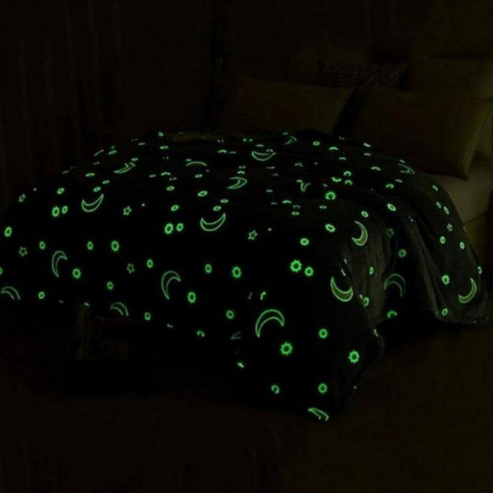 Плед, що світиться в темряві, плюшеве покривало Blanket kids Magic Star 150х100 см флісова ковдра. Колір: рожевий