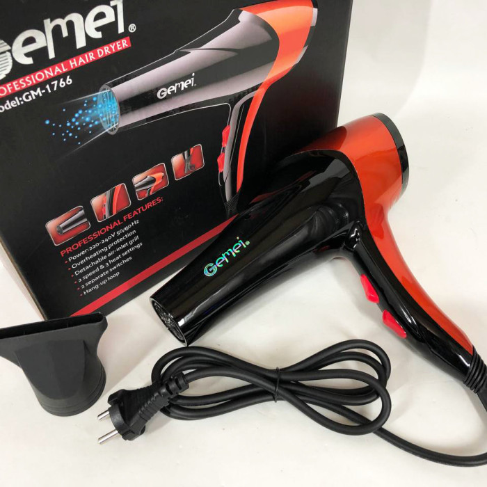 Фен GEMEI GM-1766 2.6 кВт АС, фен для голови, жіночий фен для волосся, фен сушка. Колір: помаранчевий