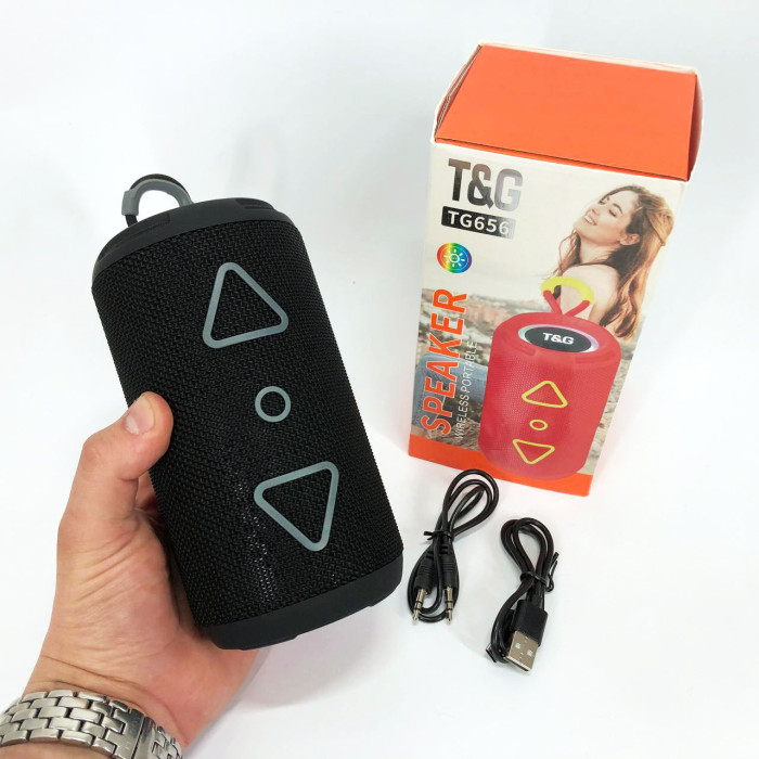 Bluetooth колонка портативна TG656 FM-радіо, акумуляторна колонка для музики. Колір: чорний