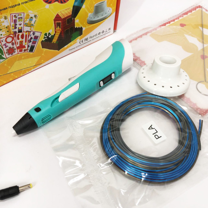 3D ручка Smart 3D Pen 2 c LCD дисплеєм, Цікава ручка 3д для дітей, Оригінальна. Колір: блакитний
