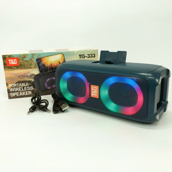 Портативна колонка TG333 2x5W з RGB підсвічуванням, гучна блютуз колонка. Колір: синій