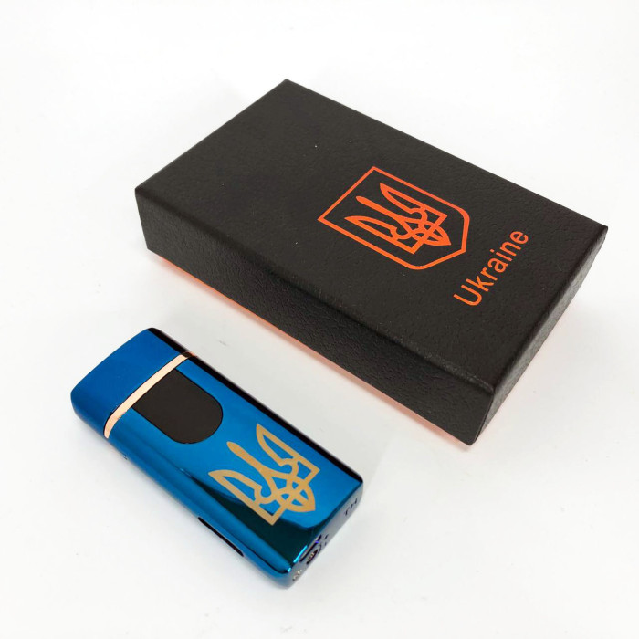 Електрична та газова запальничка Україна із USB-зарядкою HL-431, запальничка спіральна. Колір: синій