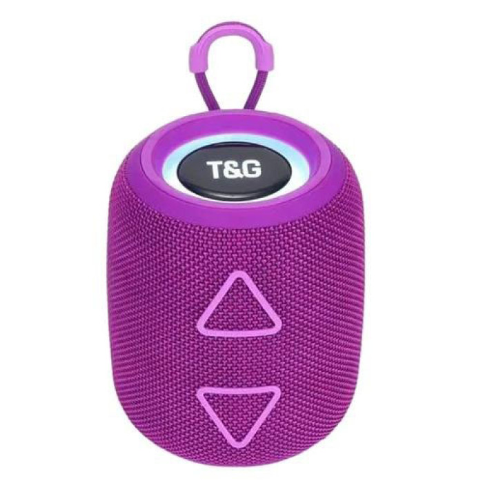 Портативна колонка TG655 5W з RGB підсвічуванням та ремінцем, Акумуляторна для музики. Колір: фіолетовий