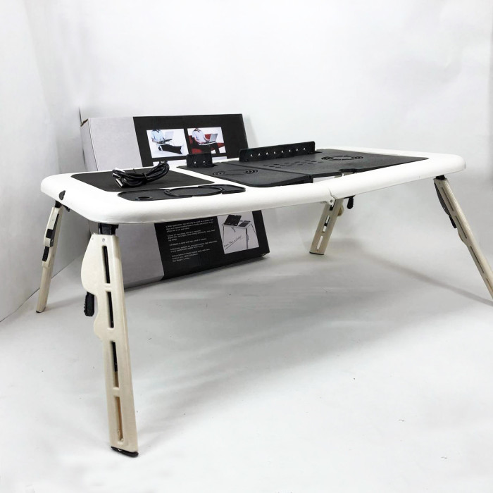 Складаний столик для ноутбука LD-09 E-Table, столик з охолодженням 2 USB кулера, Стіл підставка з вентиляцією