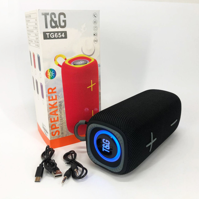 Портативна Bluetooth колонка TG654 8W з підсвічуванням, акумуляторна колонка для музики. Колір: чорний